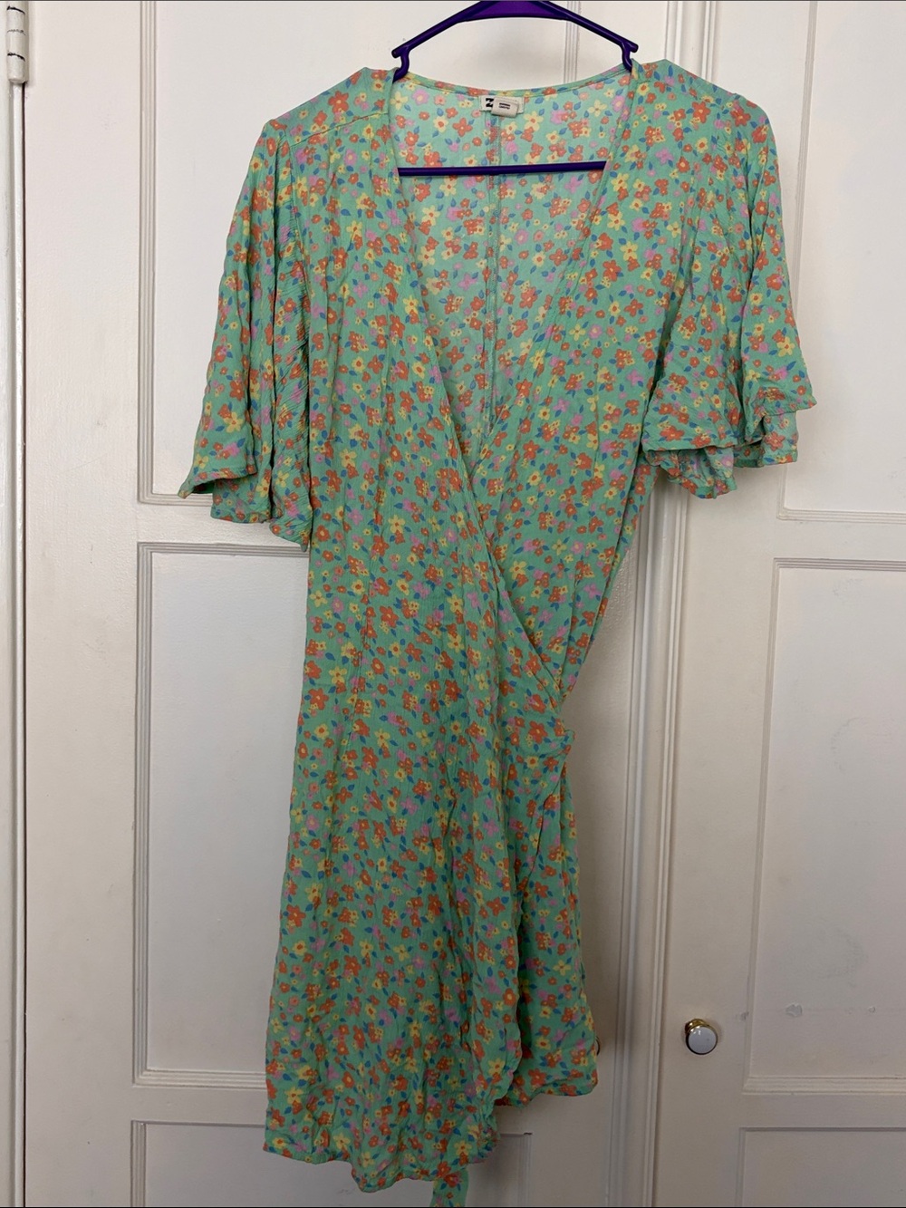Billabong Green Multi Floral Wrap Midi Dress
